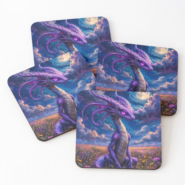 Item preview, Purple Dragon Fantasy – Enchanted Moonlit Flower Garden designed and sold by DrakariArt.