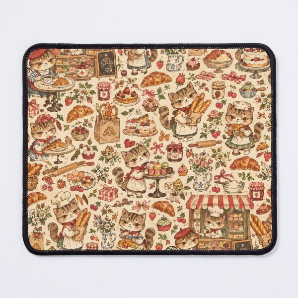 Item preview, Vintage Cat Bakery Folk Art Pattern designed and sold by Iampoji.