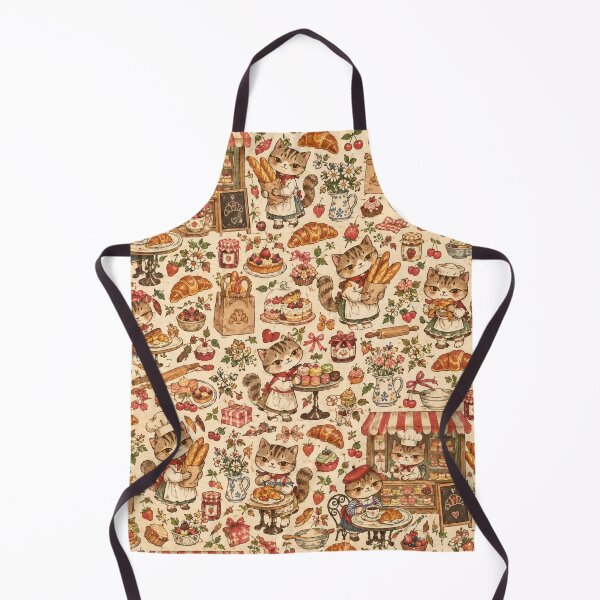 Item preview, Vintage Cat Bakery Folk Art Pattern designed and sold by Iampoji.