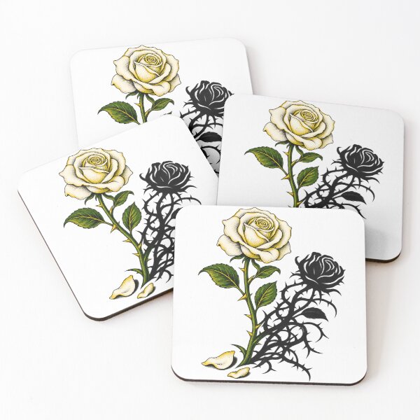 Item preview, Dorian Gray White Rose with a Thorny Shadow designed and sold by Fenay Designs.