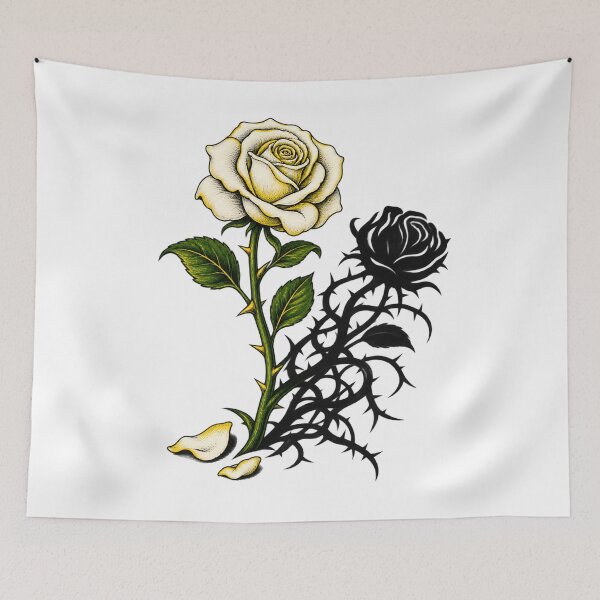 Item preview, Dorian Gray White Rose with a Thorny Shadow designed and sold by Fenay Designs.