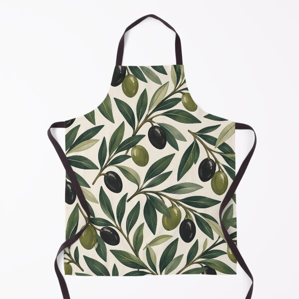 Item preview, Mediterranean Black & Green Olive Branch Pattern designed and sold by VOLLOS.