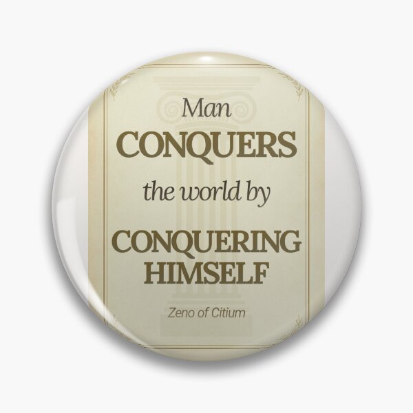 Item preview, Man Conquers the World by Conquering Himself - Zeno of Citium - Elegant Script Stoic Quote - Black and Gold Version designed and sold by Stoic Core.