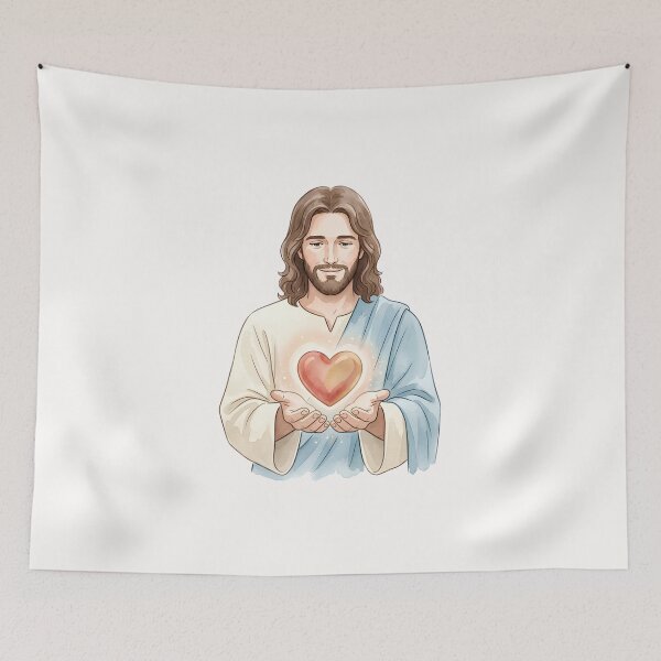 Item preview, Watercolor Jesus Holding A New Heart Christian designed and sold by stylishdzign.