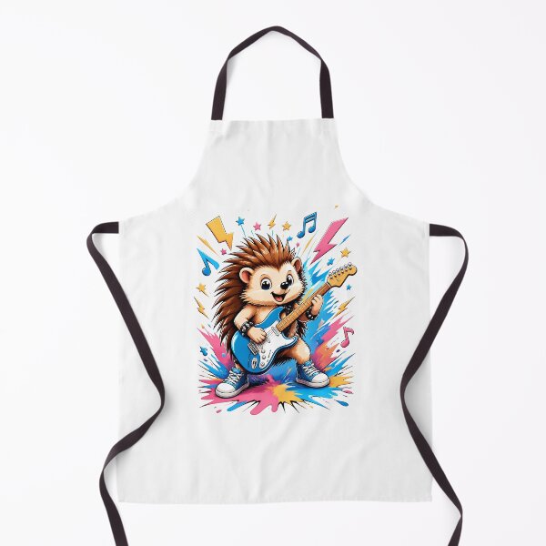 Item preview, Kawaii Hedgehog Rock Star Playing Blue Electric Guitar designed and sold by Catchy-Couture.