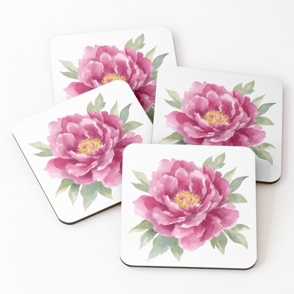 Item preview, Magenta Dark Pink Peony Flower Vintage Floral Watercolor Art HD Store designed and sold by bard-art.