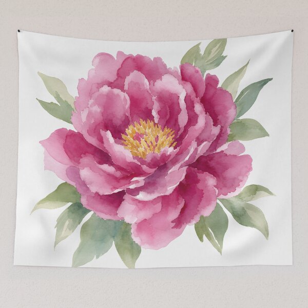 Item preview, Magenta Dark Pink Peony Flower Vintage Floral Watercolor Art HD Store designed and sold by bard-art.