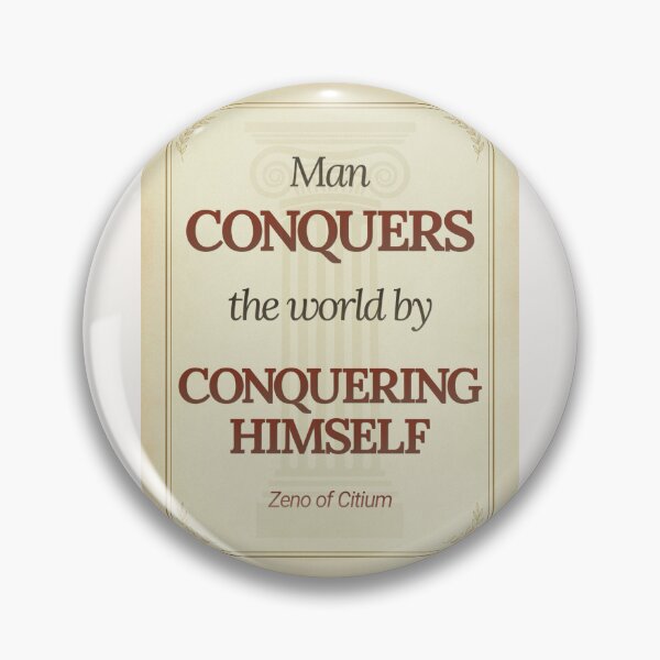 Item preview, Man Conquers the World by Conquering Himself - Zeno of Citium - Elegant Script Stoic Quote - Roman Red Version designed and sold by Stoic Core.