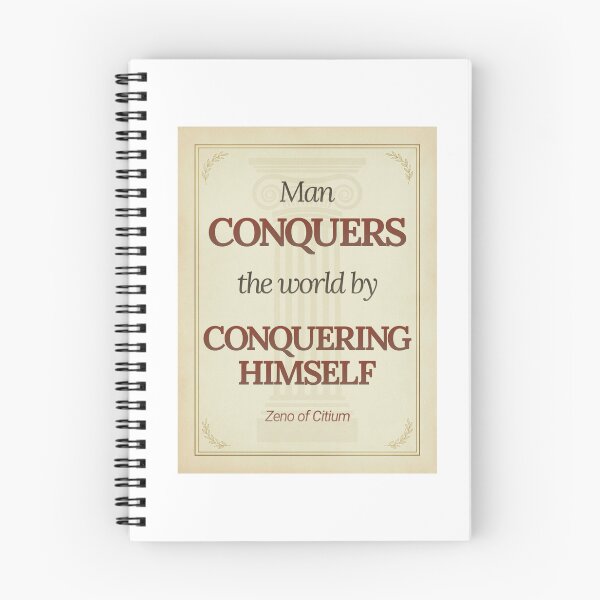 Item preview, Man Conquers the World by Conquering Himself - Zeno of Citium - Elegant Script Stoic Quote - Roman Red Version designed and sold by Stoic Core.