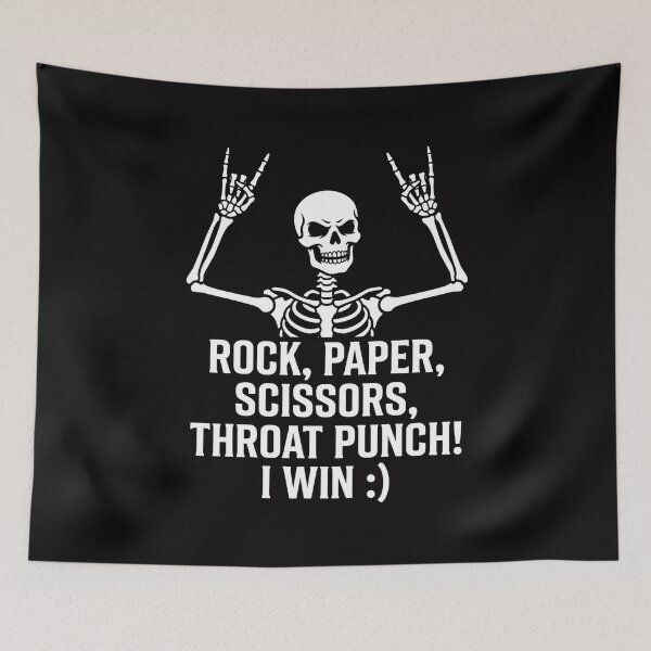 Item preview, Skeleton Rock Paper Scissors Throat Punch I Win designed and sold by w66aboo.