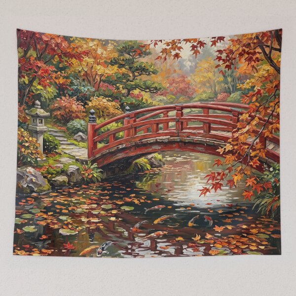 Item preview, Red Bridge Koi Pond designed and sold by kathelenrobera.