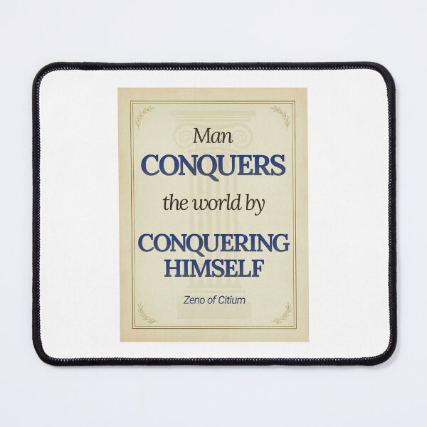 Item preview, Man Conquers the World by Conquering Himself - Zeno of Citium - Elegant Script Stoic Quote - Egyptian Blue Version designed and sold by Stoic Core.