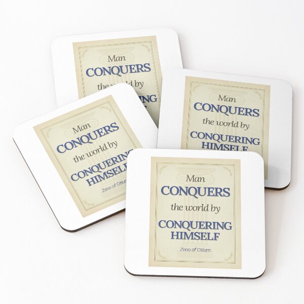 Item preview, Man Conquers the World by Conquering Himself - Zeno of Citium - Elegant Script Stoic Quote - Egyptian Blue Version designed and sold by Stoic Core.