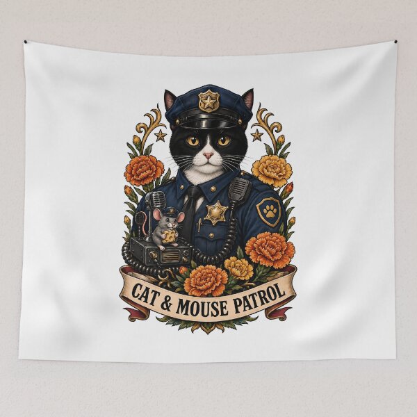 Item preview, Cat Mouse Patrol Police Officer Art designed and sold by Old's Cool Cat Studio.