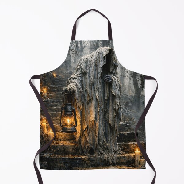 Item preview, Hooded Ghost with Lantern in Dark Forest – Gothic Horror Fantasy Art Print designed and sold by Kaleidoscope Print.