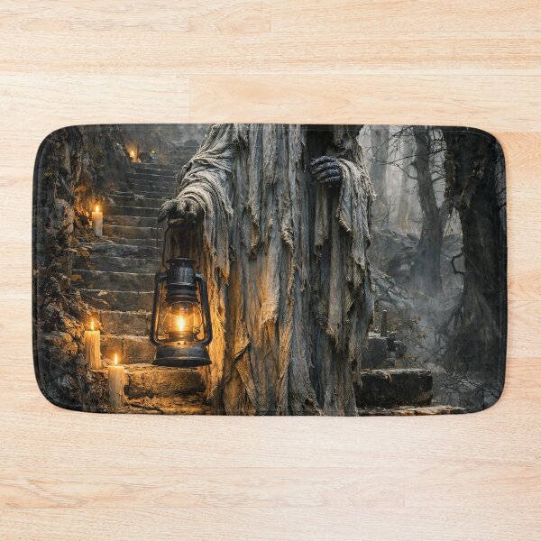 Item preview, Hooded Ghost with Lantern in Dark Forest – Gothic Horror Fantasy Art Print designed and sold by Kaleidoscope Print.
