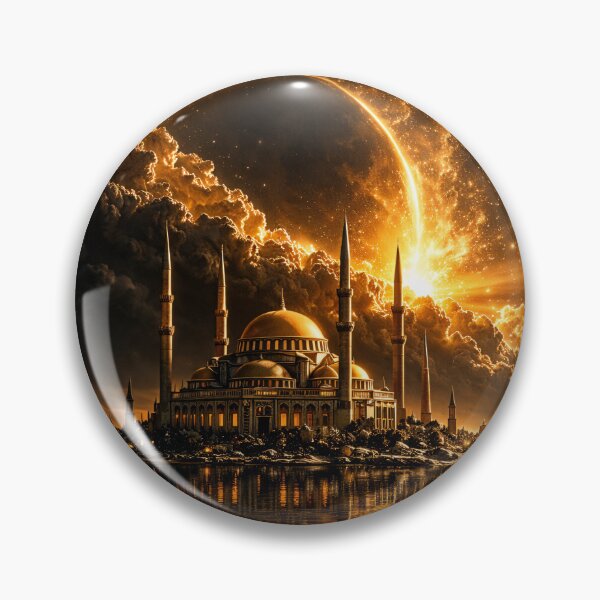 Item preview, Golden Eclipse Mosque – Celestial Islamic Fantasy Architecture Art Print designed and sold by Kaleidoscope Print.