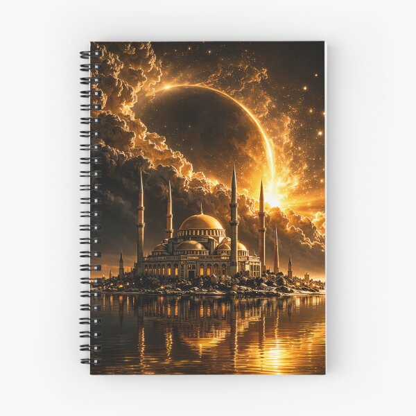 Item preview, Golden Eclipse Mosque – Celestial Islamic Fantasy Architecture Art Print designed and sold by Kaleidoscope Print.