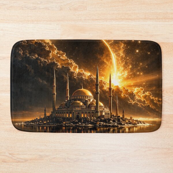 Item preview, Golden Eclipse Mosque – Celestial Islamic Fantasy Architecture Art Print designed and sold by Kaleidoscope Print.