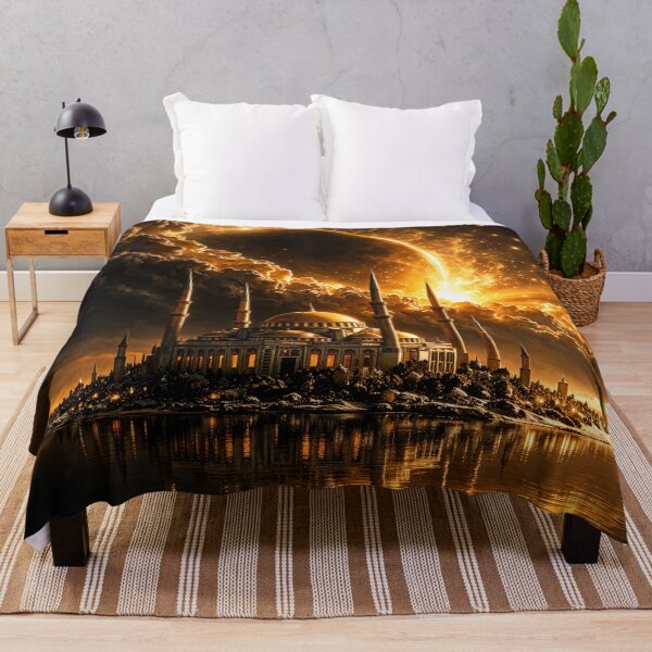 Item preview, Golden Eclipse Mosque – Celestial Islamic Fantasy Architecture Art Print designed and sold by Kaleidoscope Print.