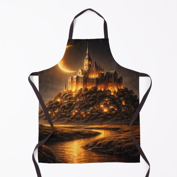 Item preview, Golden Crescent Moon Castle – Enchanted Gothic Kingdom Fantasy Art Print designed and sold by Kaleidoscope Print.
