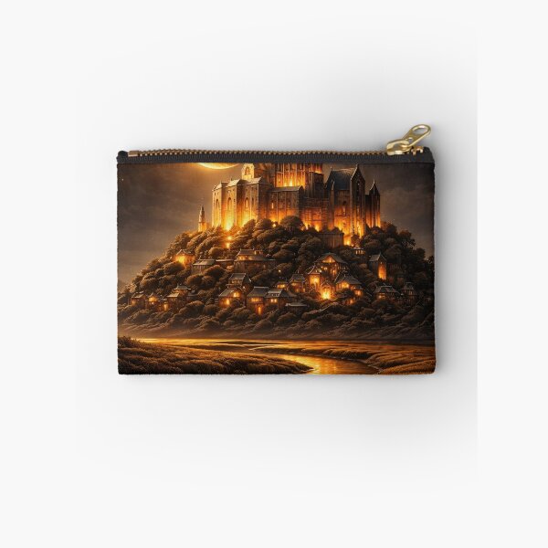 Item preview, Golden Crescent Moon Castle – Enchanted Gothic Kingdom Fantasy Art Print designed and sold by Kaleidoscope Print.