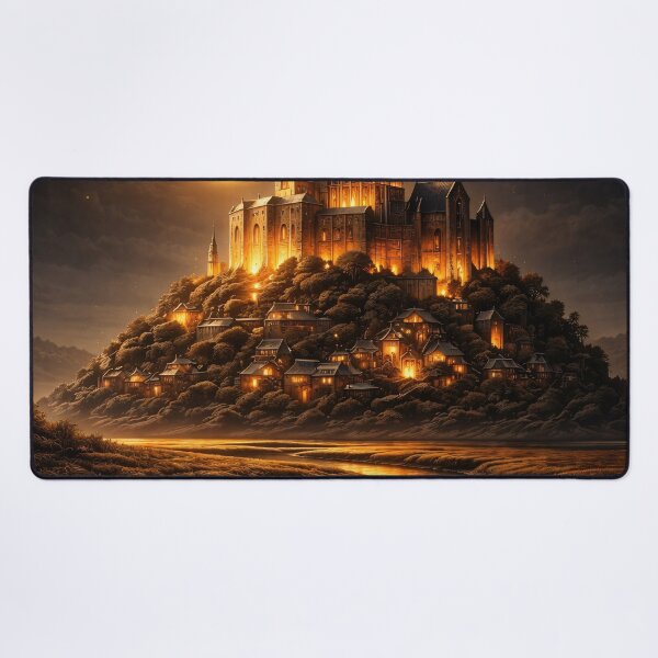 Item preview, Golden Crescent Moon Castle – Enchanted Gothic Kingdom Fantasy Art Print designed and sold by Kaleidoscope Print.