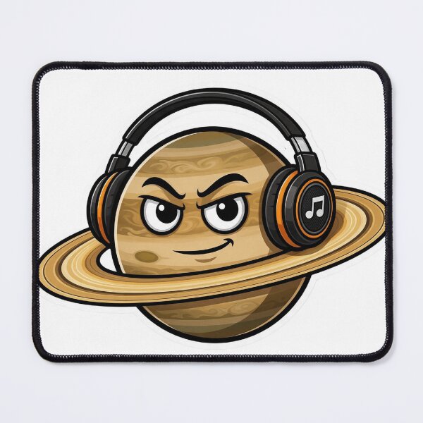 Item preview, Planet Saturn wearing headphones designed and sold by DVerse Studio.