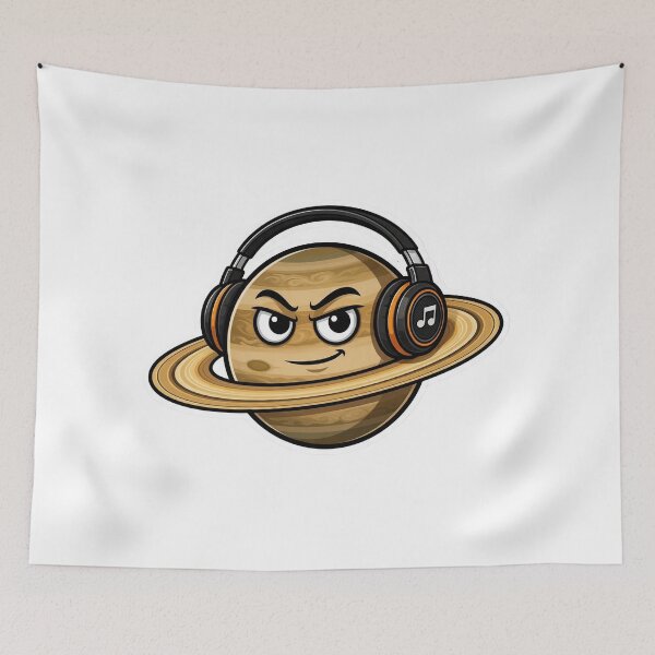 Item preview, Planet Saturn wearing headphones designed and sold by DVerse Studio.