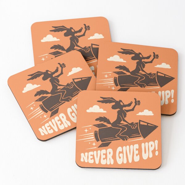 Item preview, Never Give Up Wile E Coyote – Retro Acme Rocket Motivational Tee designed and sold by MikeMoreArt.