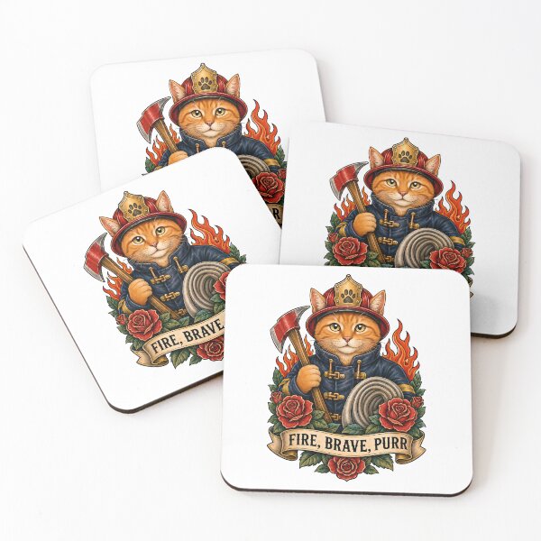 Item preview, Fire Brave Purr Firefighter Cat Art designed and sold by Old's Cool Cat Studio.