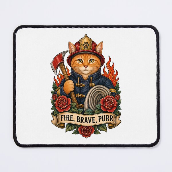 Item preview, Fire Brave Purr Firefighter Cat Art designed and sold by Old's Cool Cat Studio.