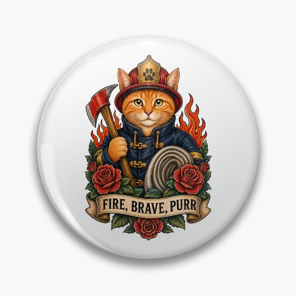 Item preview, Fire Brave Purr Firefighter Cat Art designed and sold by Old's Cool Cat Studio.