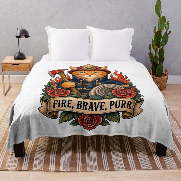 Item preview, Fire Brave Purr Firefighter Cat Art designed and sold by Old's Cool Cat Studio.