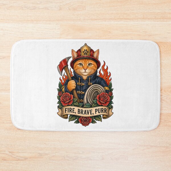 Item preview, Fire Brave Purr Firefighter Cat Art designed and sold by Old's Cool Cat Studio.