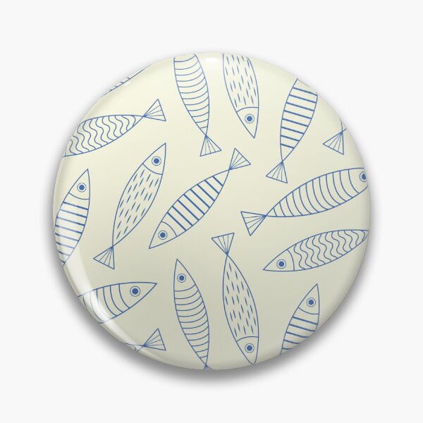 Item preview, Outlined Blue  Minimalist Sardine Fish Pattern  designed and sold by Yasminepatterns .