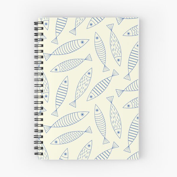 Item preview, Outlined Blue  Minimalist Sardine Fish Pattern  designed and sold by Yasminepatterns .