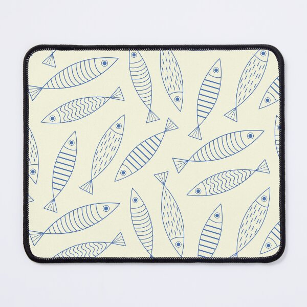 Item preview, Outlined Blue Minimalist Sardine Fish Pattern designed and sold by Yasminepatterns .