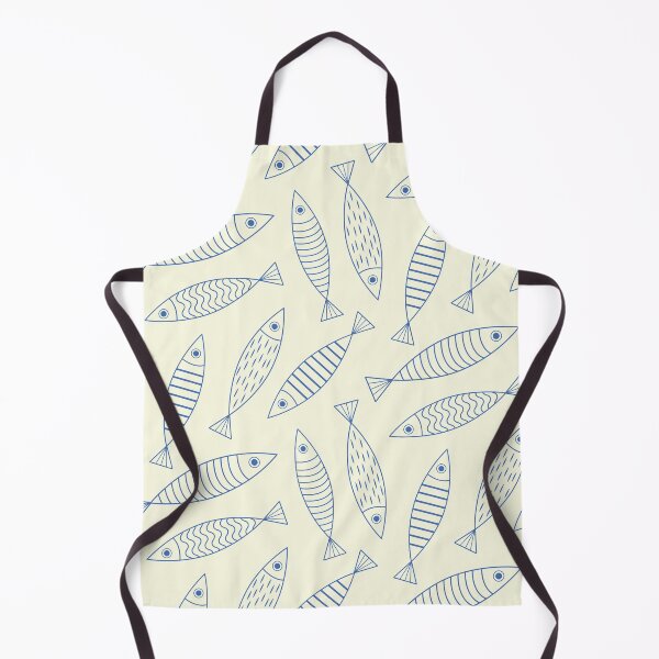 Item preview, Outlined Blue Minimalist Sardine Fish Pattern designed and sold by Yasminepatterns .