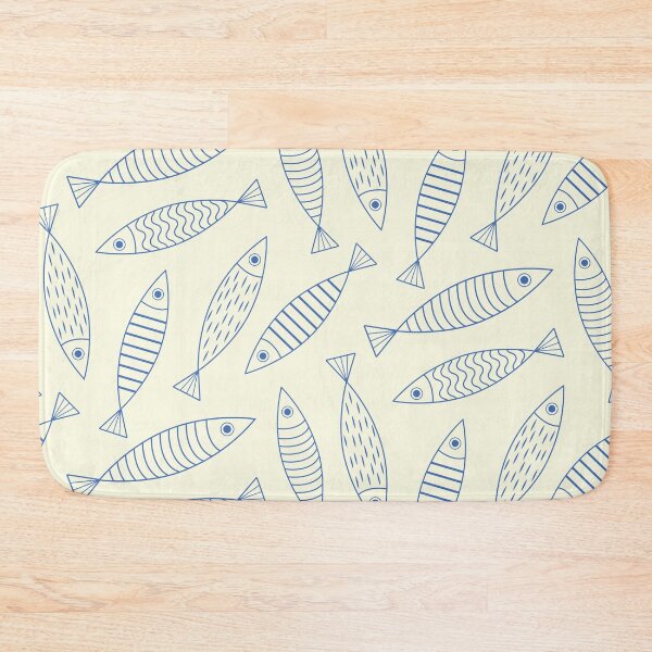 Item preview, Outlined Blue  Minimalist Sardine Fish Pattern  designed and sold by Yasminepatterns .