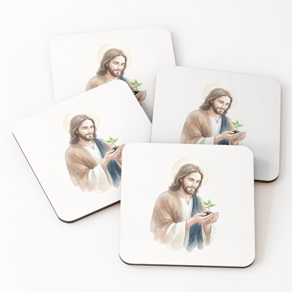 Item preview, Jesus Holding Plant Watercolor Christian Growth  designed and sold by stylishdzign.