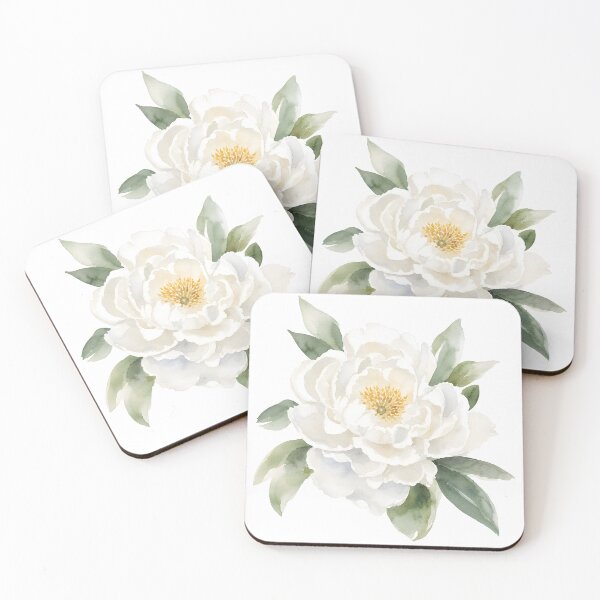 Item preview, White Peony Flower Vintage Floral Watercolor Art HD Store designed and sold by bard-art.