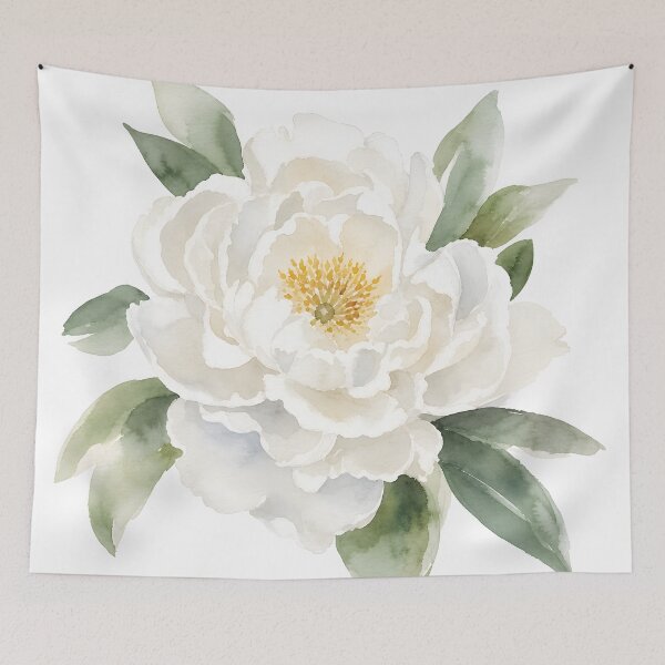 Item preview, White Peony Flower Vintage Floral Watercolor Art HD Store designed and sold by bard-art.