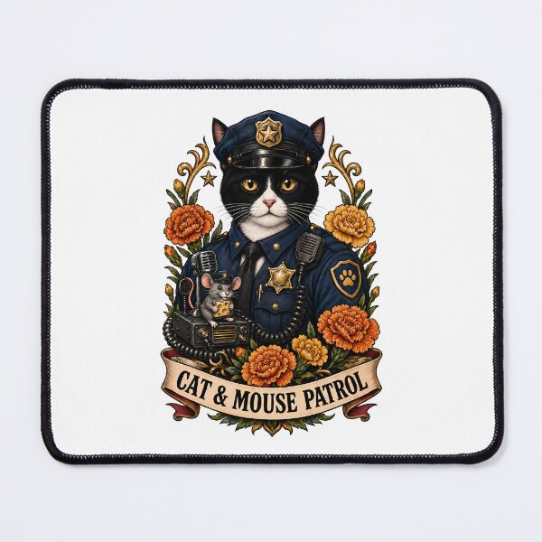 Item preview, Cat Mouse Patrol Police Officer Art designed and sold by Old's Cool Cat Studio.