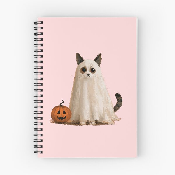 Item preview, Ghost Cat Halloween | Cute Sheet Ghost Kitty & Pumpkin Illustration designed and sold by Catophile.