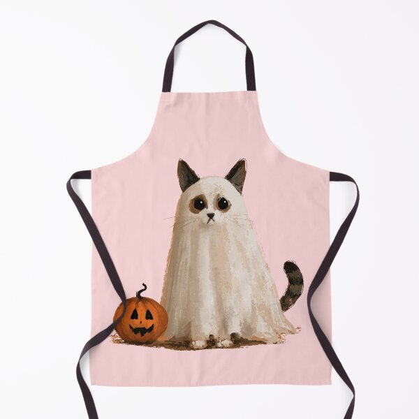 Item preview, Ghost Cat Halloween | Cute Sheet Ghost Kitty & Pumpkin Illustration designed and sold by Catophile.