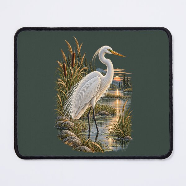 Item preview, Great Egret Marsh Sunset Vintage Wildlife designed and sold by BROHLine Studio.