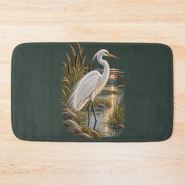 Item preview, Great Egret Marsh Sunset Vintage Wildlife designed and sold by BROHLine Studio.