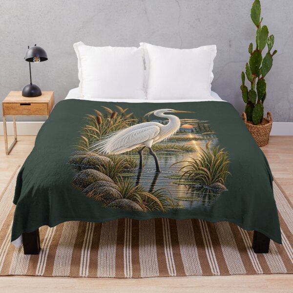 Item preview, Great Egret Marsh Sunset Vintage Wildlife designed and sold by BROHLine Studio.