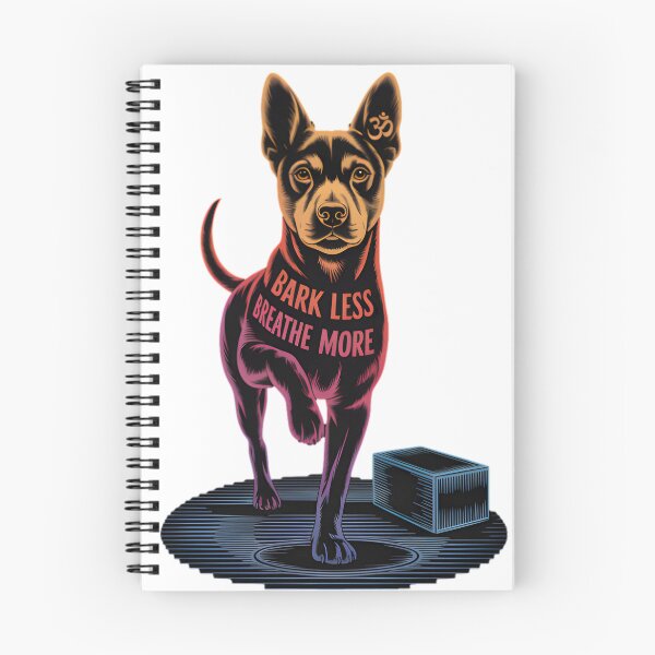 Item preview, Bark Less Breathe More Linocut Dog Yoga Design designed and sold by 108stillness.
